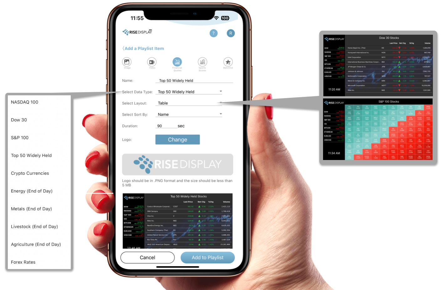 rise digital signage mobile app