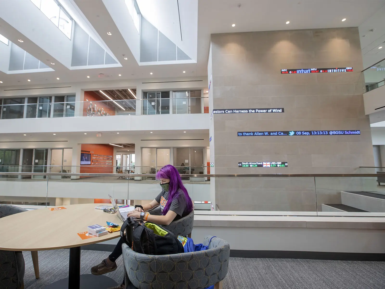Custom LED tickers by Rise Display in the BGSU lobby.