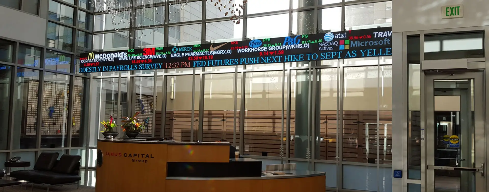 Stock Moe LED ticker by Rise Display.