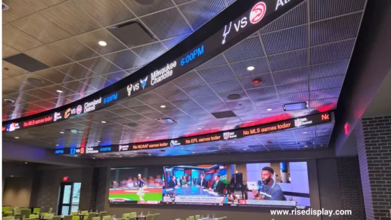 CCS Presentations Systems at The Iowa Casino, featuring a 32-pixel ticker by Rise Display.