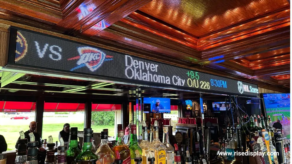 Rise Display 32 Pixel Sports Ticker at Kouri's Pub in Pekin IL