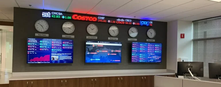digital stock ticker, Rise Display July 2025