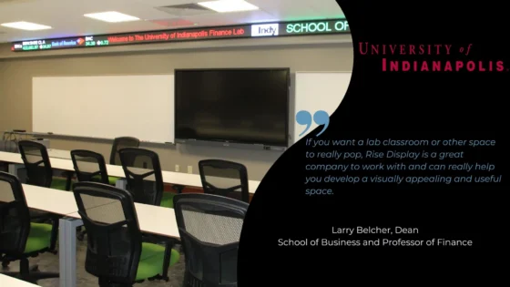 University of Indiana finance lab, featuring Rise Display hardware.