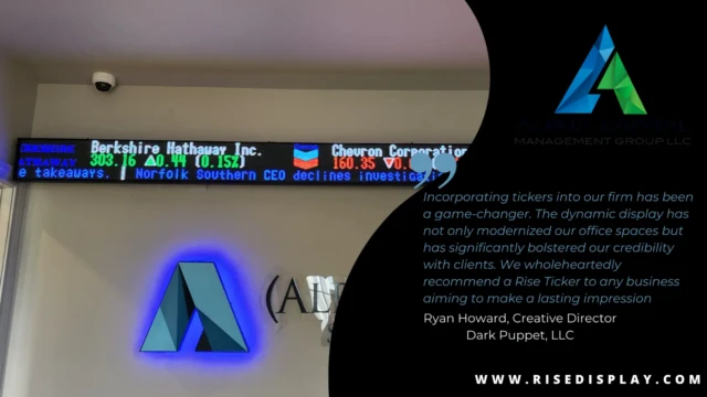 A 48-pixel stock ticker by Rise Display at Dark Puppet, LLC. A 48-pixel stock ticker by Rise Display at Dark Puppet, LLC.