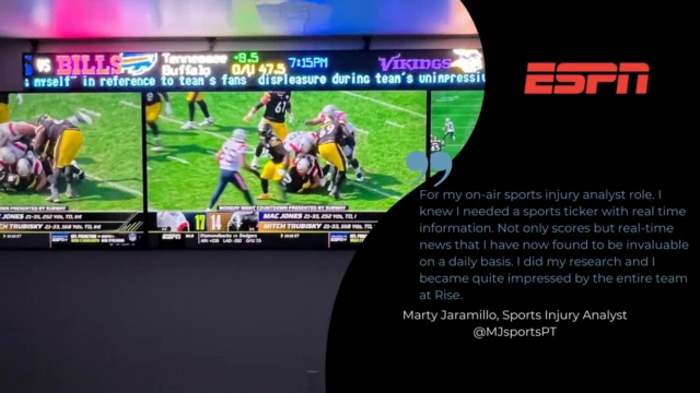 ESPN sports ticker display by Rise Display. ESPN sports ticker display by Rise Display.
