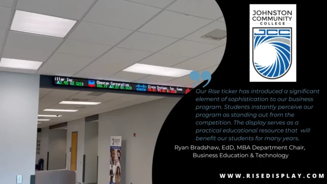 A 32-pixel stock ticker by Rise Display at Johnston County Community college (JCCC). A 32-pixel stock ticker by Rise Display at Johnston County Community college (JCCC).
